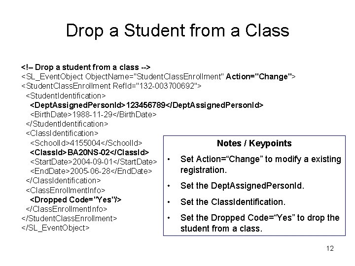 Drop a Student from a Class <!– Drop a student from a class -->