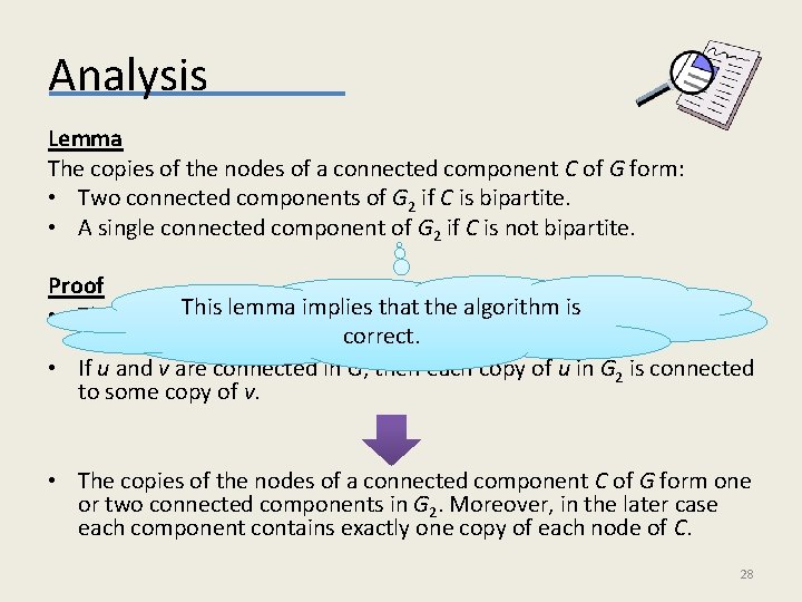 Analysis Lemma The copies of the nodes of a connected component C of G