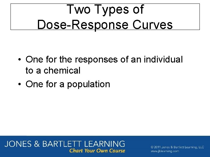 Two Types of Dose-Response Curves • One for the responses of an individual to