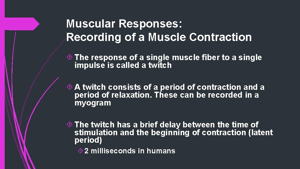 Muscular Responses: Recording of a Muscle Contraction The response of a single muscle fiber