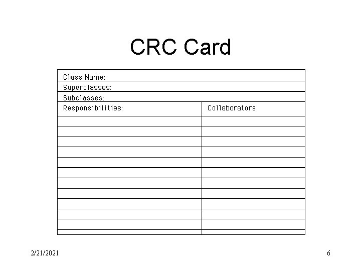 CRC Card 2/21/2021 6 CRC Card 2/21/2021 6