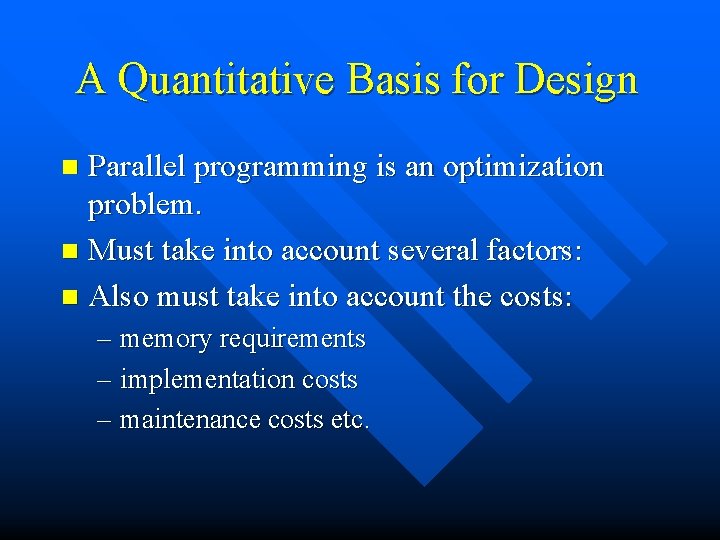 Performance Measurement A Quantitative Basis for Design Parallel