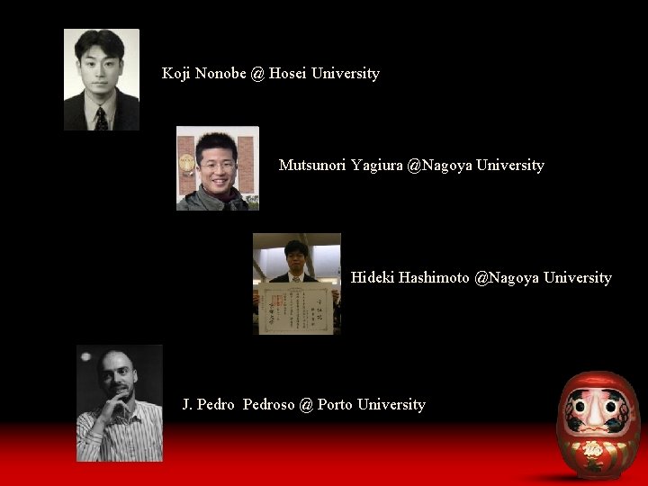 Koji Nonobe @ Hosei University Mutsunori Yagiura @Nagoya University Hideki Hashimoto @Nagoya University J.