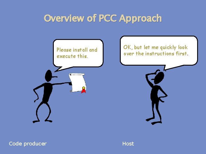 Overview of PCC Approach Please install and execute this. Code producer OK, but let