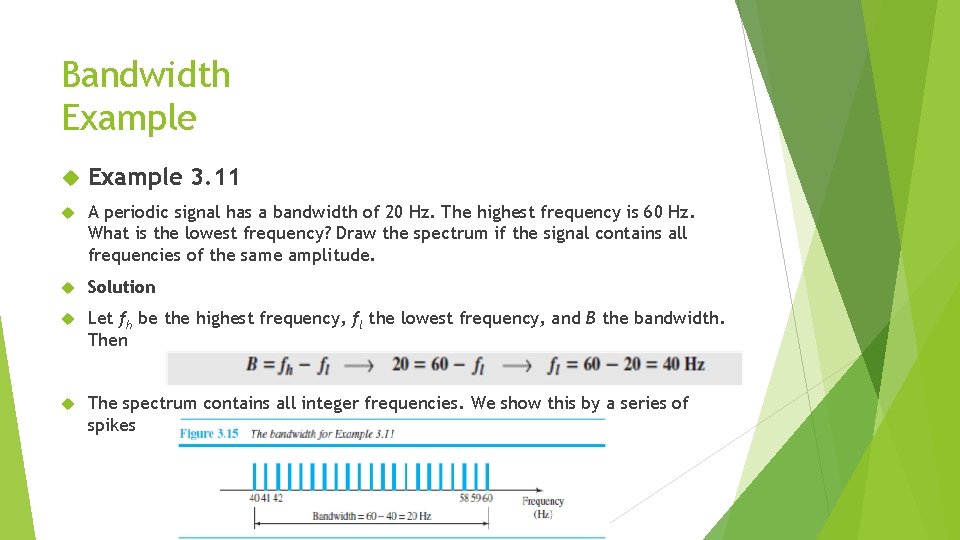 Bandwidth Example 3. 11 A periodic signal has a bandwidth of 20 Hz. The
