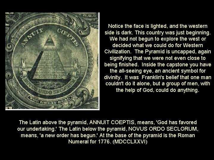 Notice the face is lighted, and the western side is dark. This country was