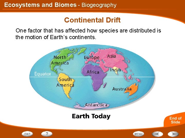 Ecosystems and Biomes - Biogeography Continental Drift One factor that has affected how species