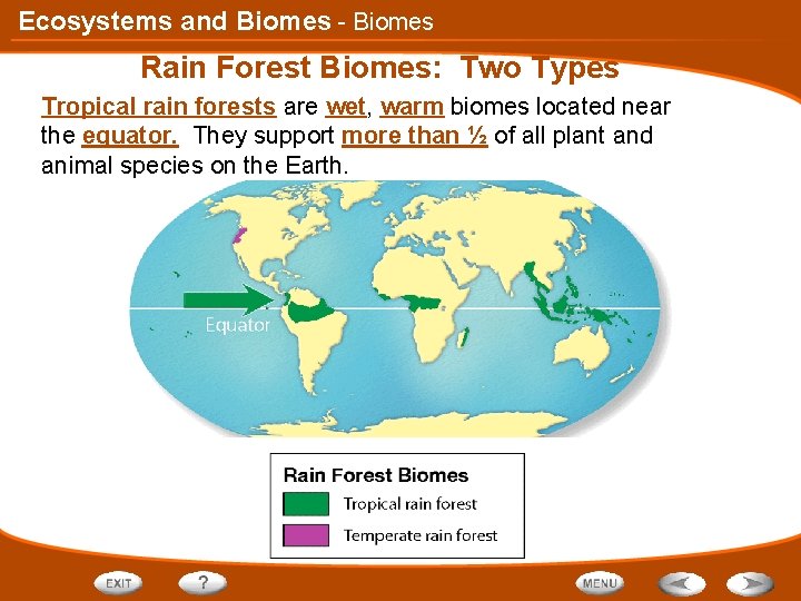 Ecosystems and Biomes - Biomes Rain Forest Biomes: Two Types Tropical rain forests are