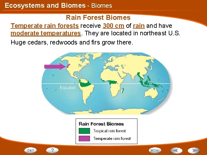 Ecosystems and Biomes - Biomes Rain Forest Biomes Temperate rain forests receive 300 cm