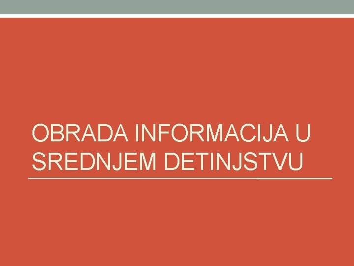 OBRADA INFORMACIJA U SREDNJEM DETINJSTVU 