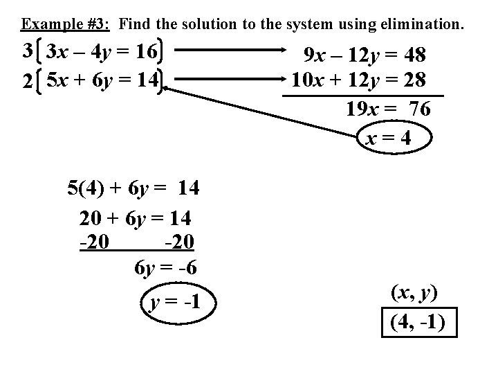 Example #3: Find the solution to the system using elimination. 3 3 x –