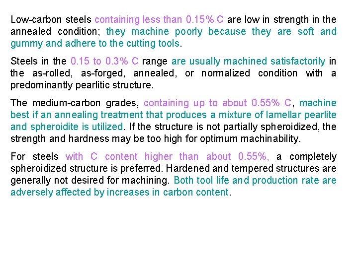 Low-carbon steels containing less than 0. 15% C are low in strength in the