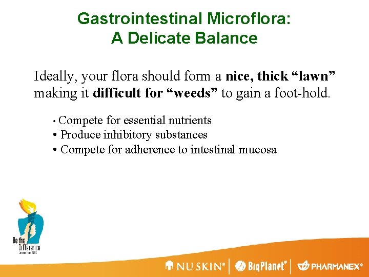 Gastrointestinal Microflora: A Delicate Balance Ideally, your flora should form a nice, thick “lawn”