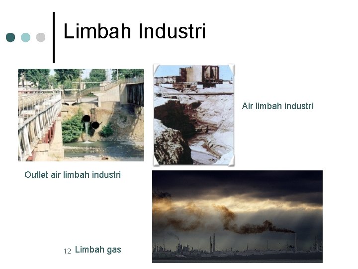 Limbah Industri Air limbah industri Outlet air limbah industri 12 Limbah gas 