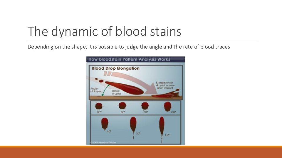 The dynamic of blood stains Depending on the shape, it is possible to judge