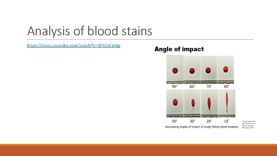 Analysis of blood stains https: //www. youtube. com/watch? v=3 j. FKZa. Se. Njg 