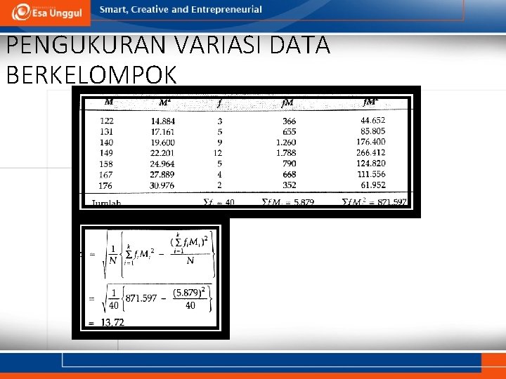 PENGUKURAN VARIASI DATA BERKELOMPOK 