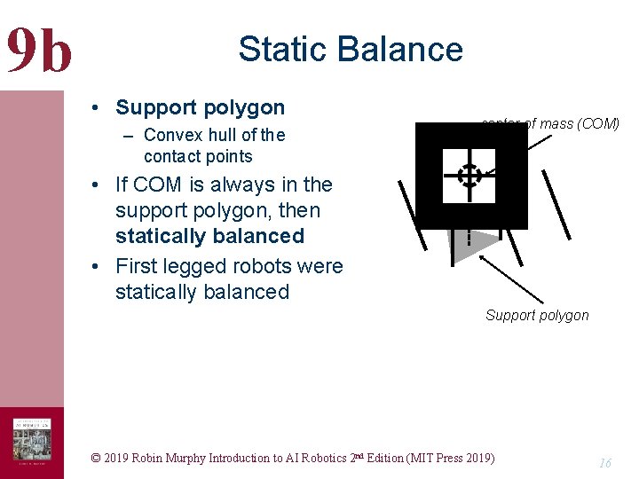 9 b Static Balance • Support polygon – Convex hull of the contact points