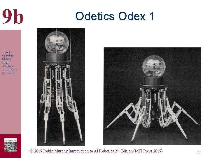 9 b Odetics Odex 1 Types Crawling Sliding Legs -Balance -Leg events Summary ©