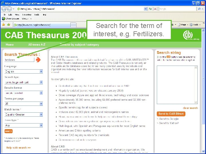 Search for the term of interest, e. g. Fertilizers. 