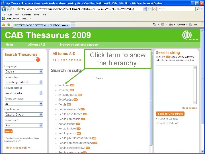 Click term to show the hierarchy. 