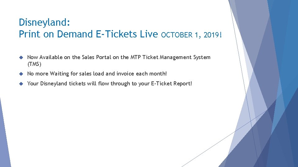 Disneyland: Print on Demand E-Tickets Live OCTOBER 1, 2019! Now Available on the Sales