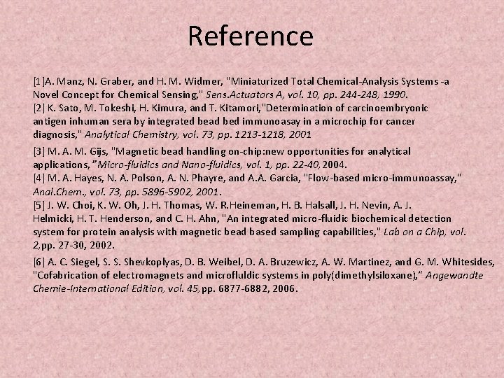 Reference [1]A. Manz, N. Graber, and H. M. Widmer, "Miniaturized Total Chemical-Analysis Systems -a