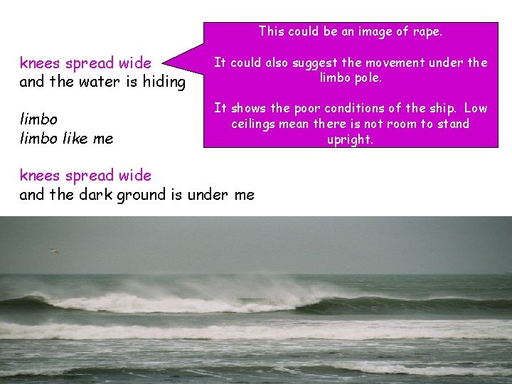 This could be an image of rape. knees spread wide and the water is