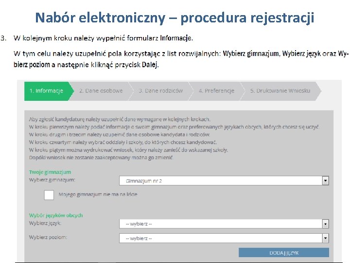 Nabór elektroniczny – procedura rejestracji 