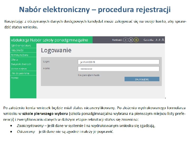 Nabór elektroniczny – procedura rejestracji 