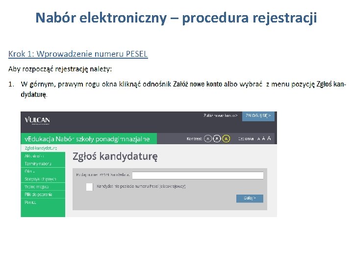 Nabór elektroniczny – procedura rejestracji 