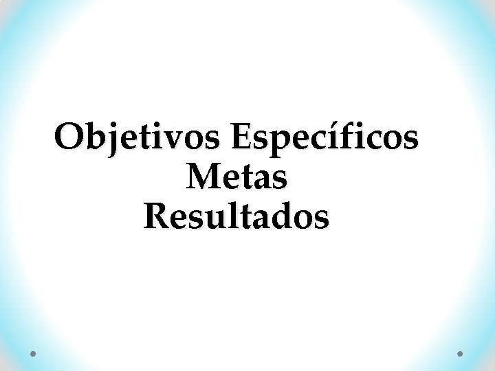 Objetivos Específicos Metas Resultados 