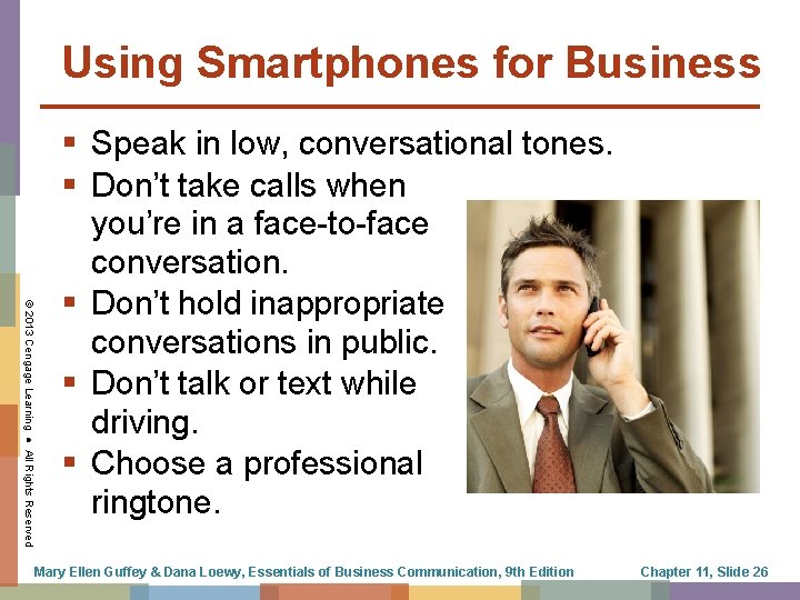 Using Smartphones for Business © 2013 Cengage Learning ● All Rights Reserved § Speak