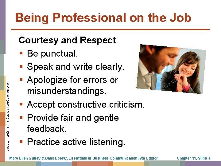 Being Professional on the Job © 2013 Cengage Learning ● All Rights Reserved Courtesy