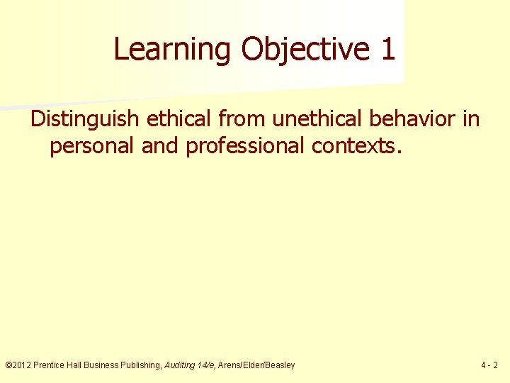 Learning Objective 1 Distinguish ethical from unethical behavior in personal and professional contexts. ©