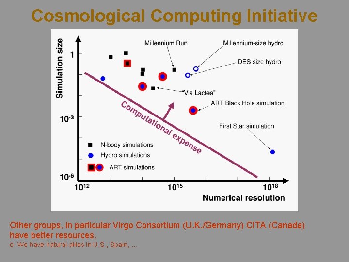 Cosmological Computing Initiative Other groups, in particular Virgo Consortium (U. K. /Germany) CITA (Canada)