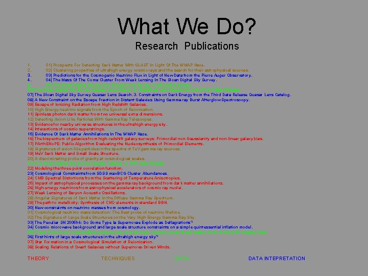 What We Do? Research Publications 01) Prospects For Detecting Dark Matter With GLAST In