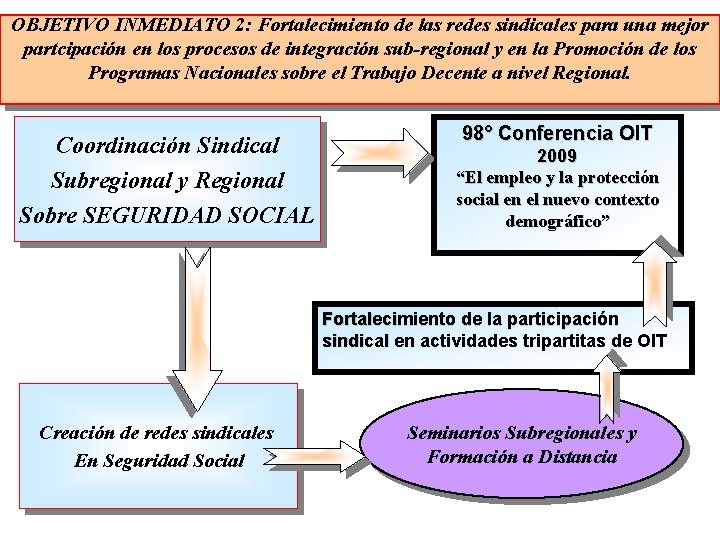 OBJETIVO INMEDIATO 2: Fortalecimiento de las redes sindicales para una mejor partcipación en los