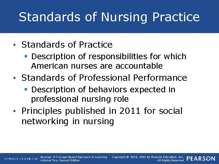 Standards of Nursing Practice • Standards of Practice § Description of responsibilities for which