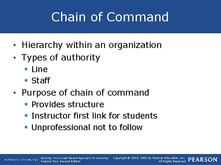 Chain of Command • Hierarchy within an organization • Types of authority § Line