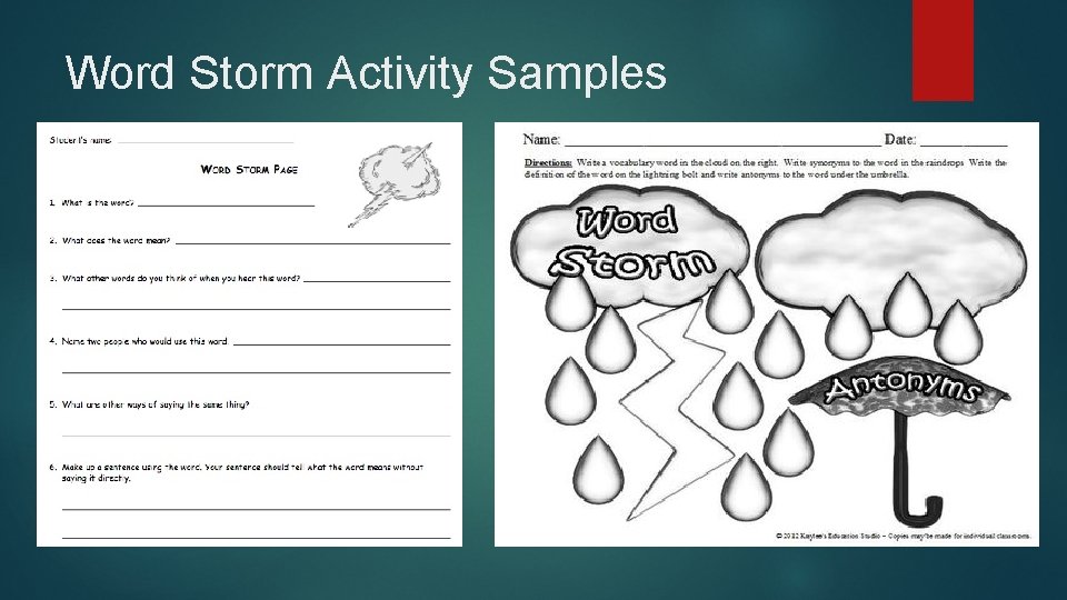 Word Storm Activity Samples 