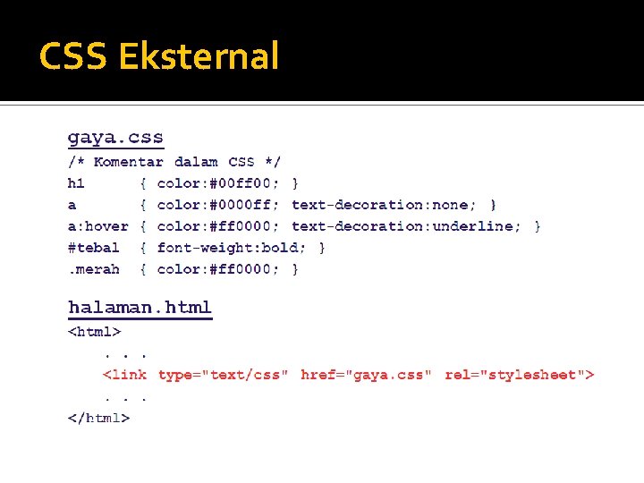 CSS Eksternal CSS Eksternal
