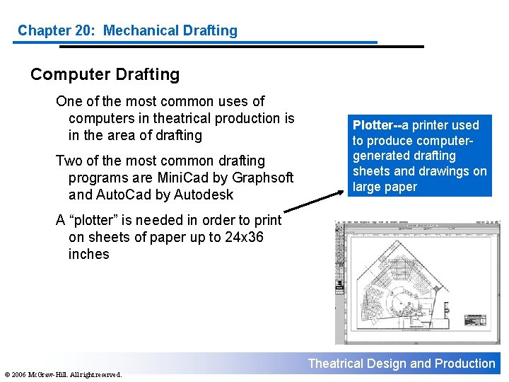 Chapter 20: Mechanical Drafting Computer Drafting One of the most common uses of computers