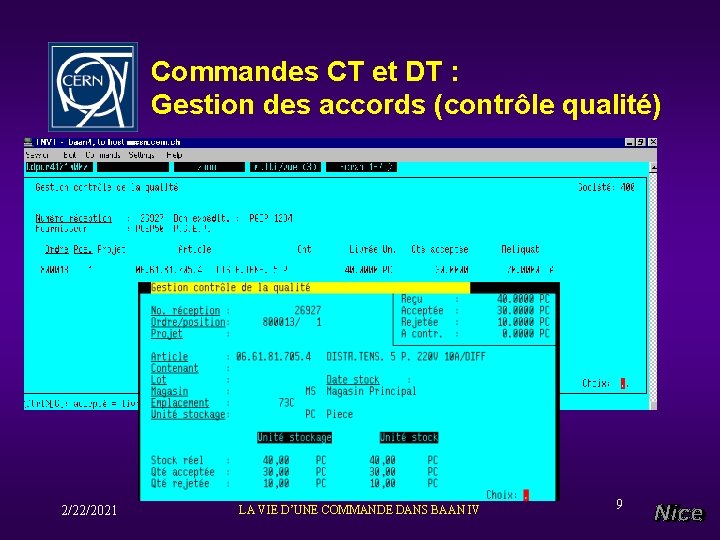 Commandes CT et DT : Gestion des accords (contrôle qualité) 2/22/2021 LA VIE D’UNE