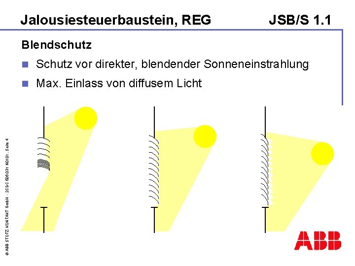 Jalousiesteuerbaustein, REG JSB/S 1. 1 © ABB STOTZ-KONTAKT Gmb. H - 2 CDC 506