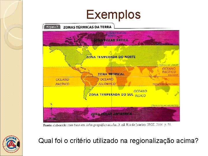 Exemplos Qual foi o critério utilizado na regionalização acima? 