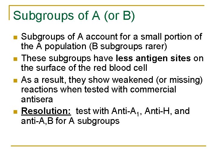 Subgroups of A (or B) n n Subgroups of A account for a small