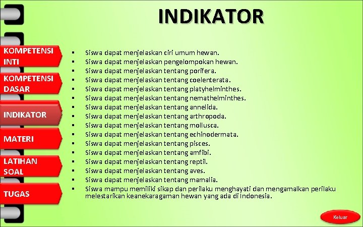 INDIKATOR KOMPETENSI INTI KOMPETENSI DASAR INDIKATOR MATERI LATIHAN SOAL TUGAS § § § §