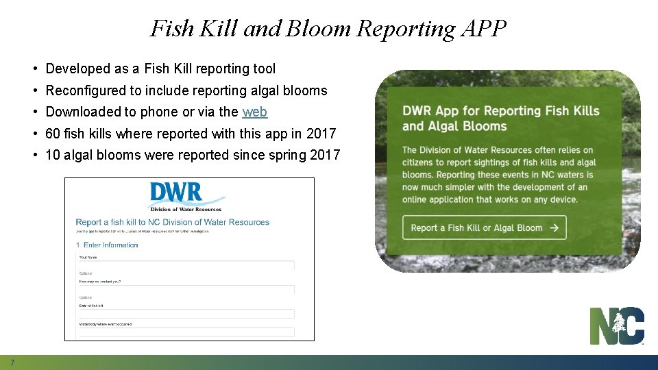 Fish Kill and Bloom Reporting APP • Developed as a Fish Kill reporting tool