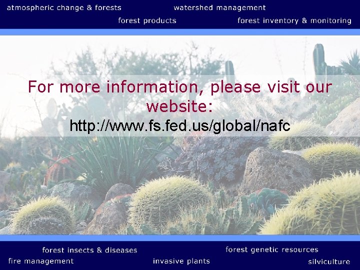 For more information, please visit our website: http: //www. fs. fed. us/global/nafc 